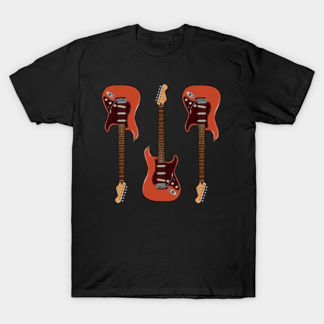 Triple Aged Candy Apple Red Stratocaster T-Shirt by saintchristopher